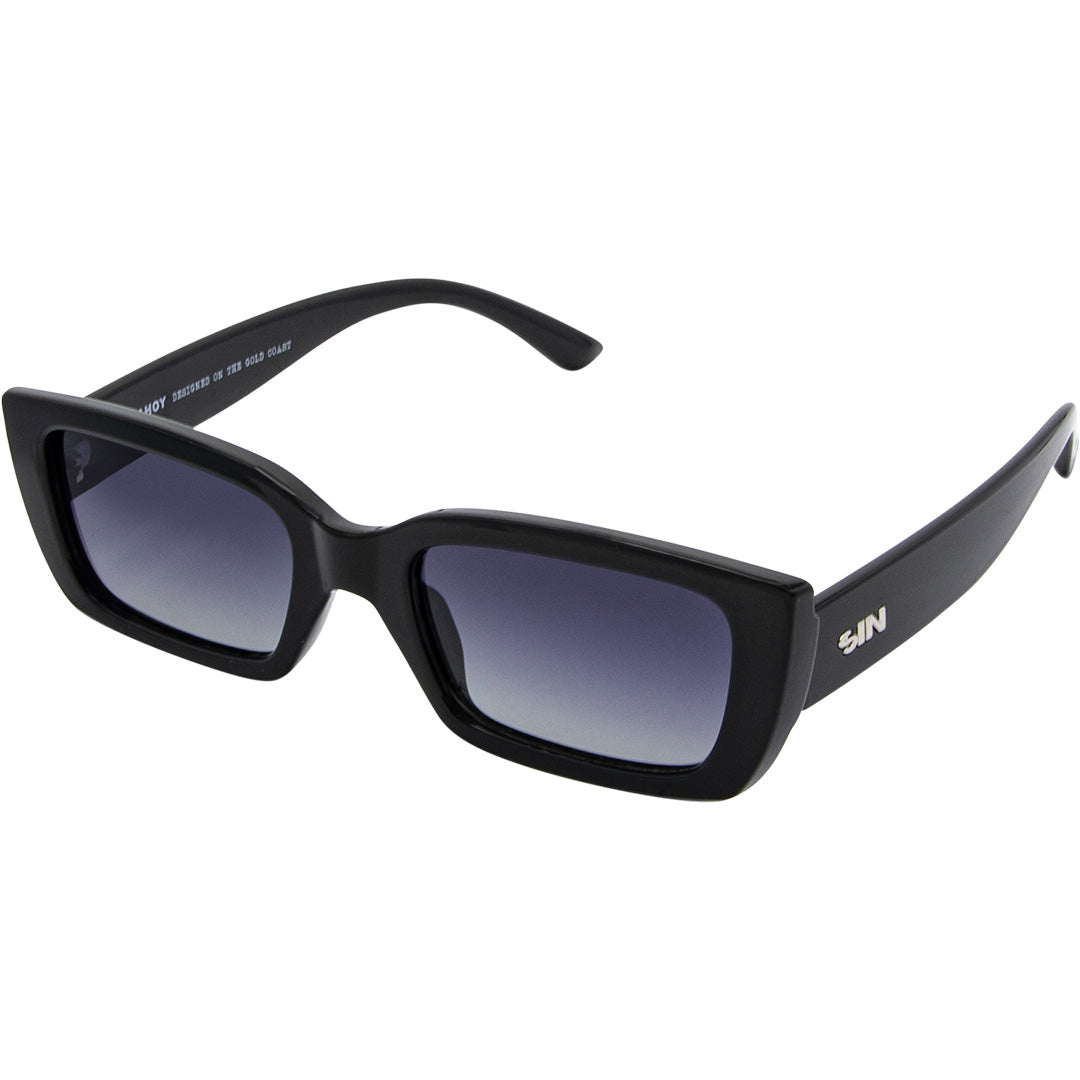Ahoy Polarised Black Rectangle Sunglasses made of recycled plastic