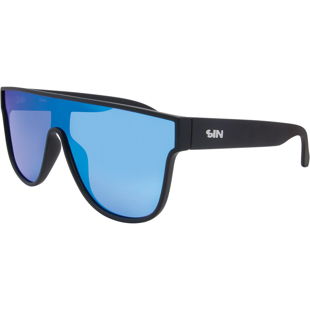 CANNON BALL Polarised Shield Sunglasses with Blue Mirror front left view
