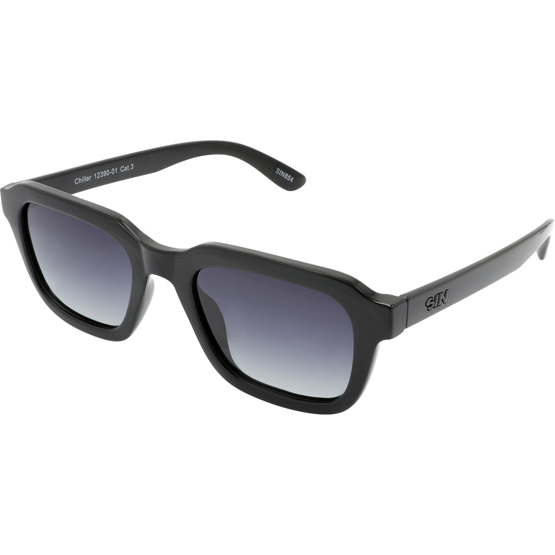 Chiller Polarised Black Square Sunglasses made of recycled plastic
