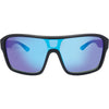 JACKPOT Polarised Shield Sunglasses with Black Frame and Blue Lens front view