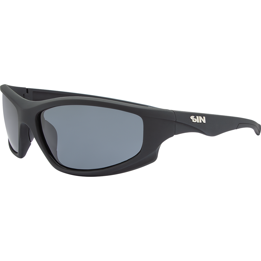 Jagger Polarised Wrap Around Sunglasses with Black Frame front left view