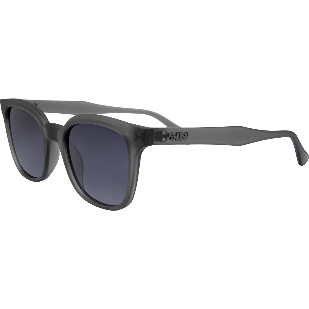 Jett Polarised Grey Frame Smoke Square Sunglasses front left view