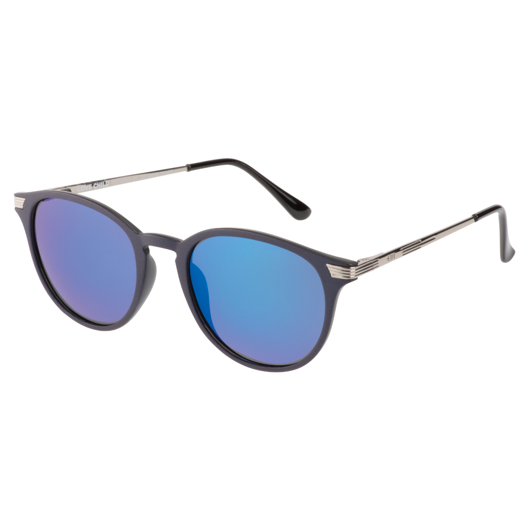 LOVE CHILD Polarised Blue Mirrored Round Sunglasses made of metal