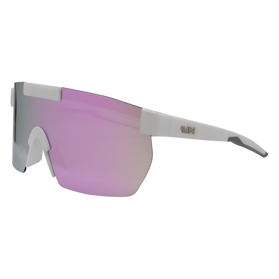 Paradigm Polarised Shield Sunglasses with White Frame front left view