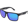 Peccant Polarised Black Rectangle Mens Sunglasses with Blue Lens made of an XL frame
