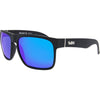 Peccant Polarised Rectangle Sunglasses with Black XL Frame and Blue Lens front left view