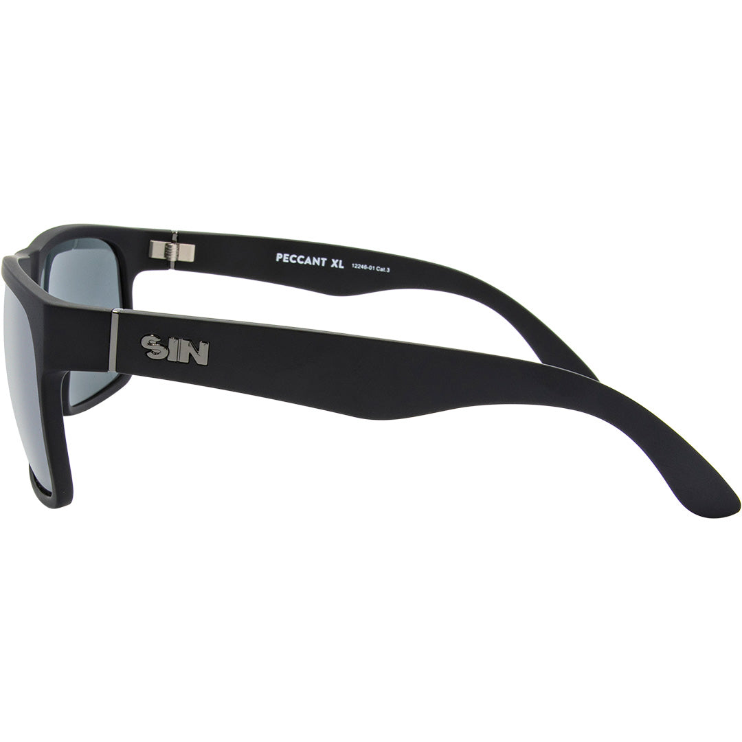 Peccant Polarised Rectangle Sunglasses with Black XL Frame left view