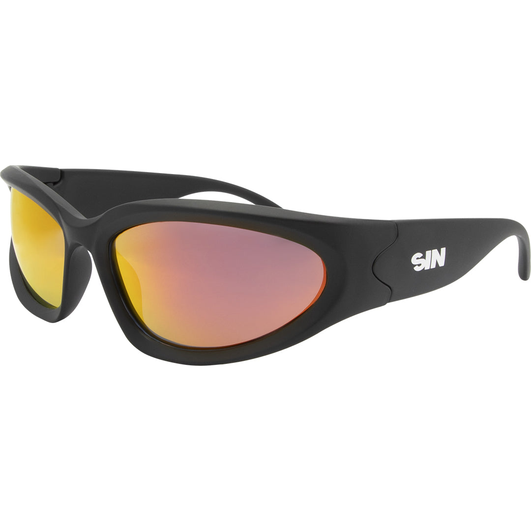 Reefer Polarised Wrap Around Sunglasses with Red Lens front left view