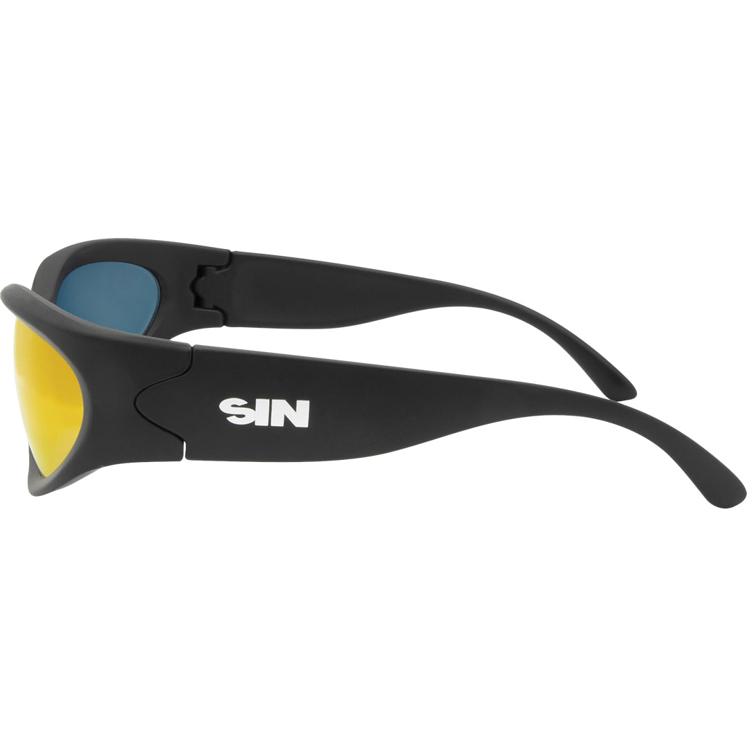 Reefer Polarised Wrap Around Sunglasses with Red Lens left view