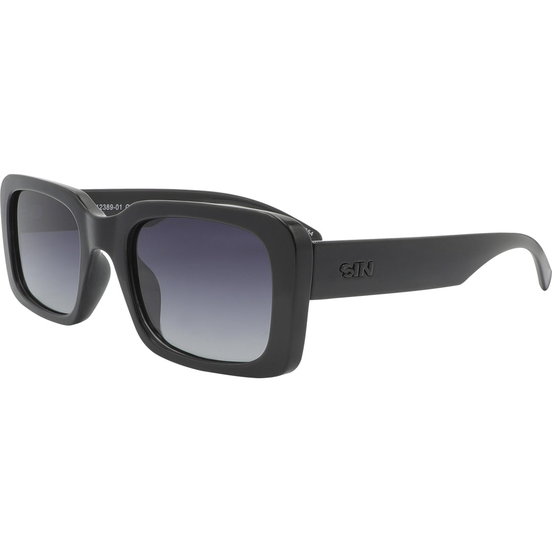 Rocker Polarised Black Gradient Rectangle Sunglasses front left view