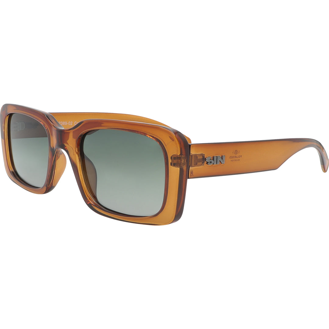Rocker Polarised Brown Rectangle Sunglasses with G15 Lens front left view