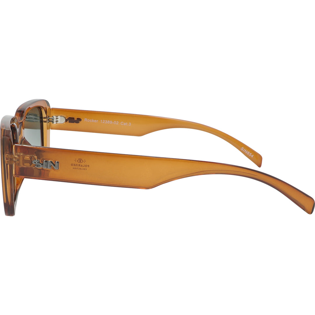 Rocker Polarised Brown Rectangle Sunglasses with G15 Lens left view