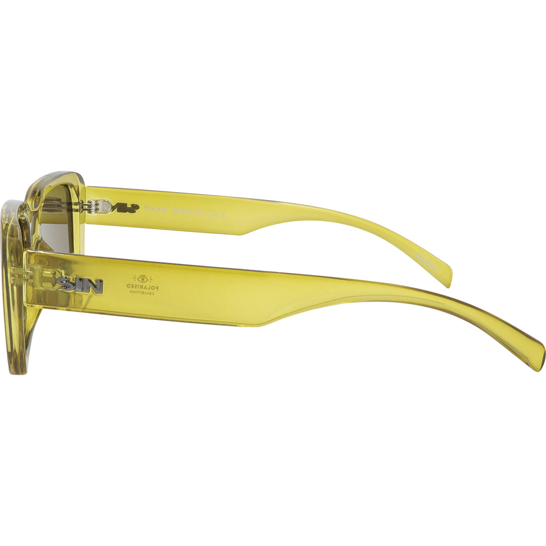 Rocker Polarised Green Rectangle Sunglasses with Brown Lens left view