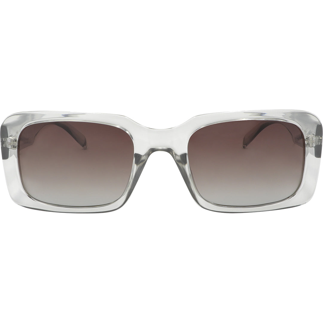 Rocker Polarised Grey Rectangle Sunglasses with Brown Lens front view