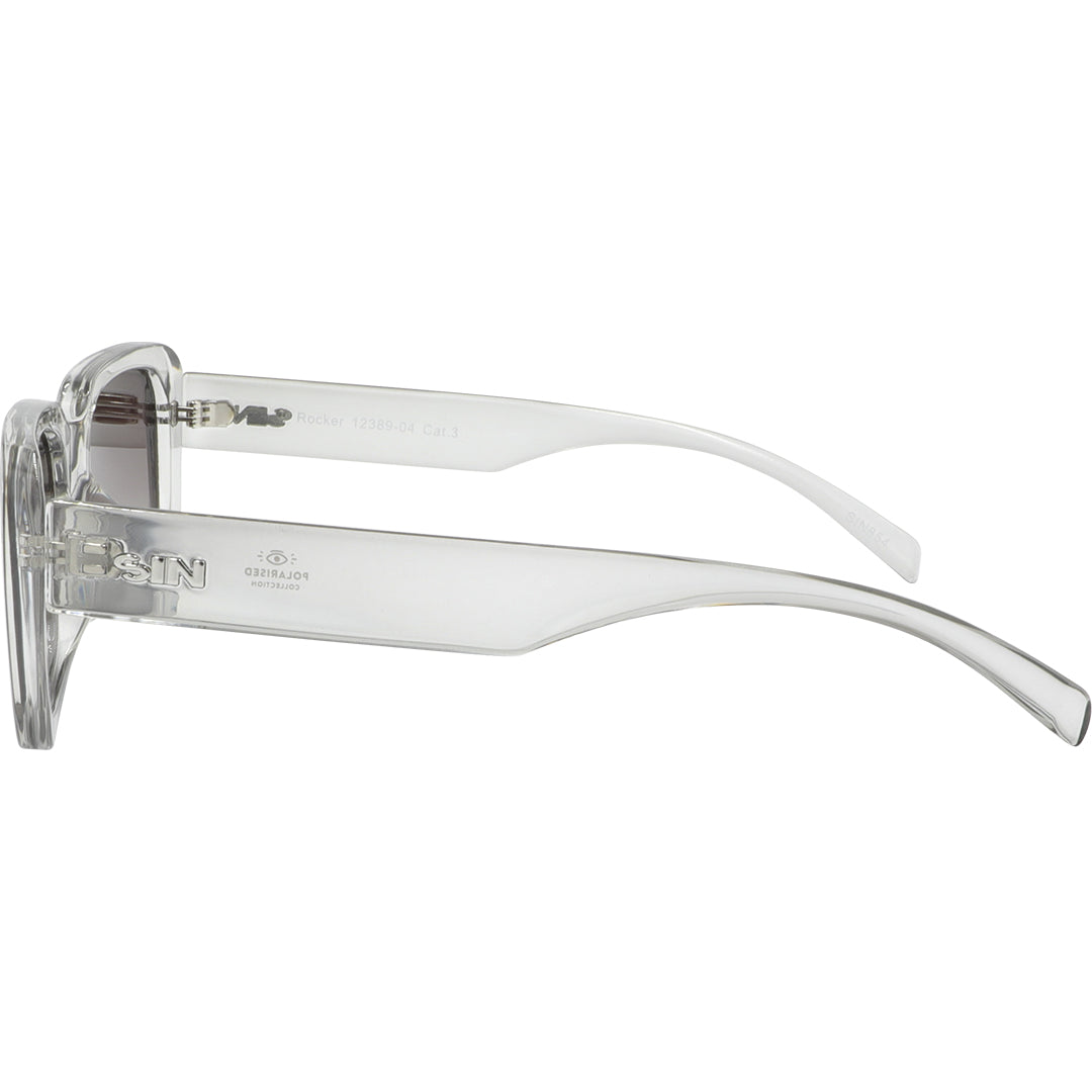 Rocker Polarised Grey Rectangle Sunglasses with Brown Lens left view
