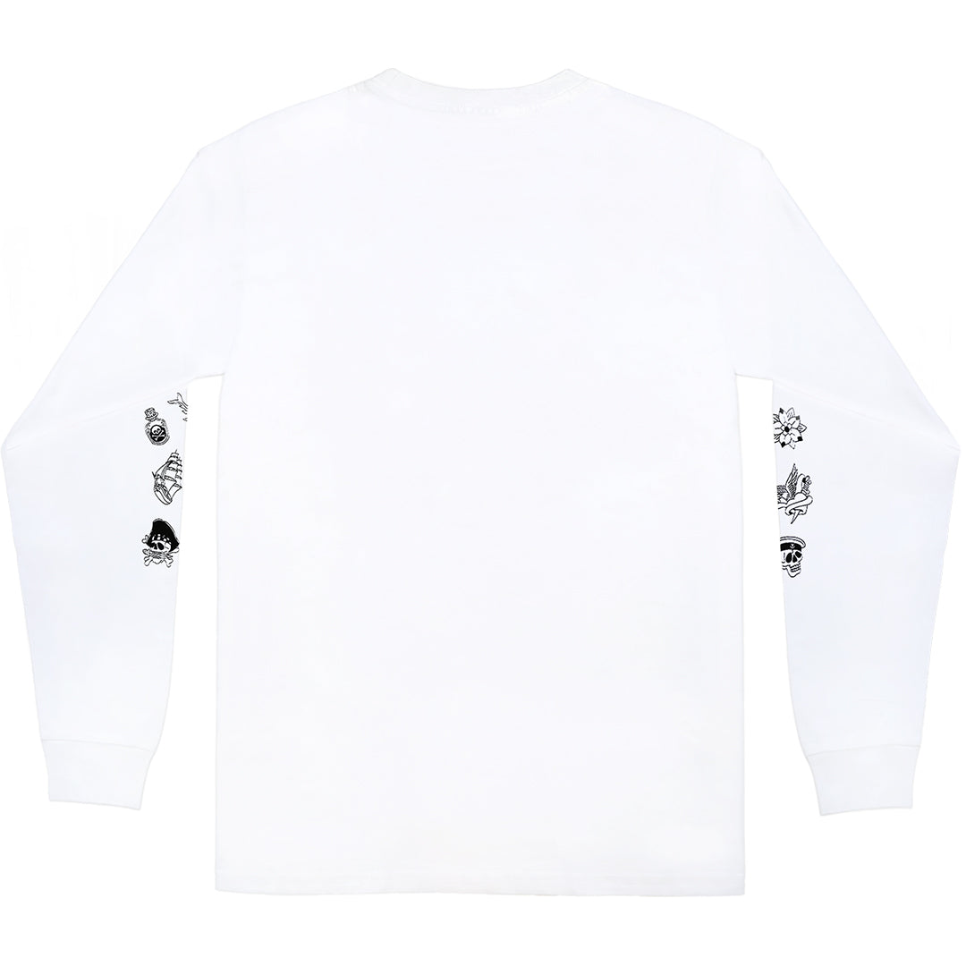 SIN Captain Convict White Long Sleeve Tee back view