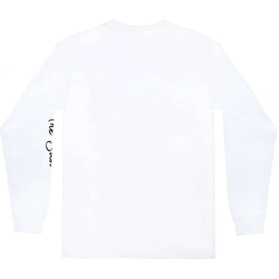 SIN Chasin the Sun Chest Print White Long Sleeve T-Shirt back view