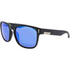 Spartan Recycled Rectangle Sunglasses with Black Frame and Blue Matte lens front left view