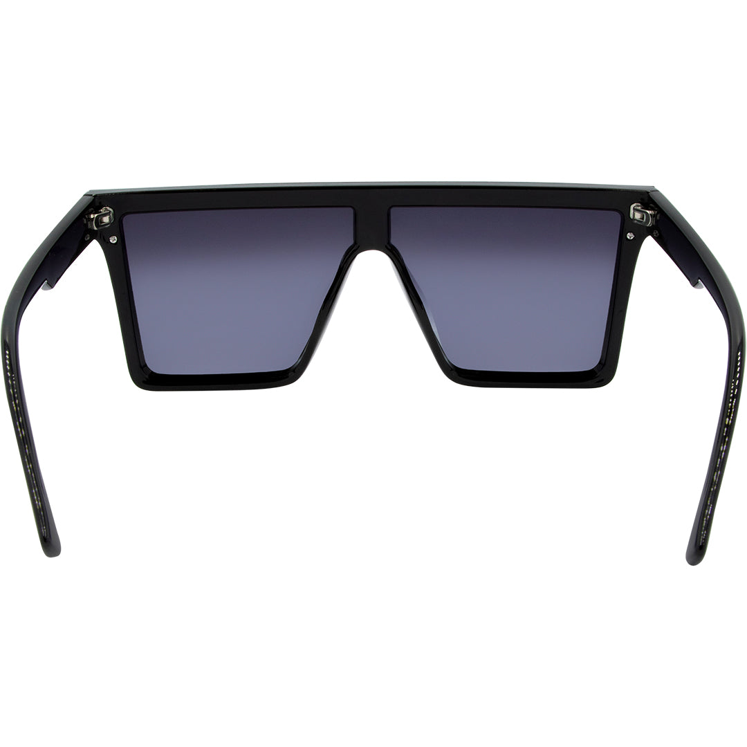 THE BAR Polarised Black Gradient Shield Square Sunglasses with Black Bar inside view