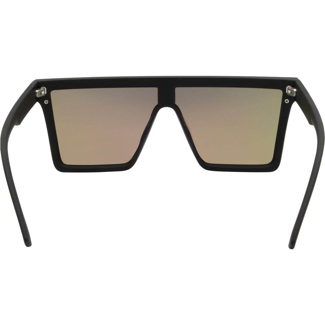 THE BAR Polarised Black Shield Square Blue Sunglasses inside view