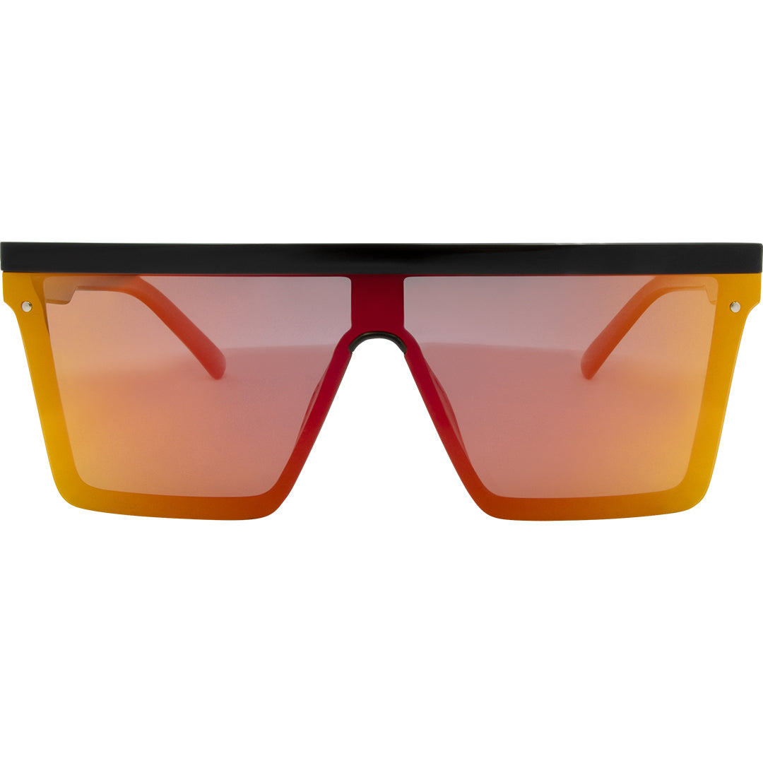 THE BAR Polarised Black Shield Square Red Sunglasses front view