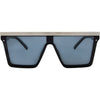 THE BAR Polarised Black Shield Square Sunglasses with Matte Silver Bar front view