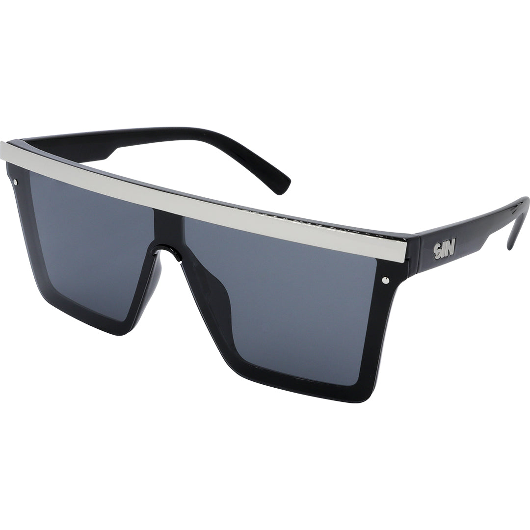 The Bar Sunglasses Black Shiny Silver SIN Eyewear