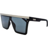 THE BAR Polarised Shield Square Sunglasses with Black and Matte Silver Frame front left view