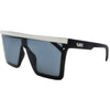 THE BAR Polarised Shield Square Sunglasses with Black and Silver Frame right front view