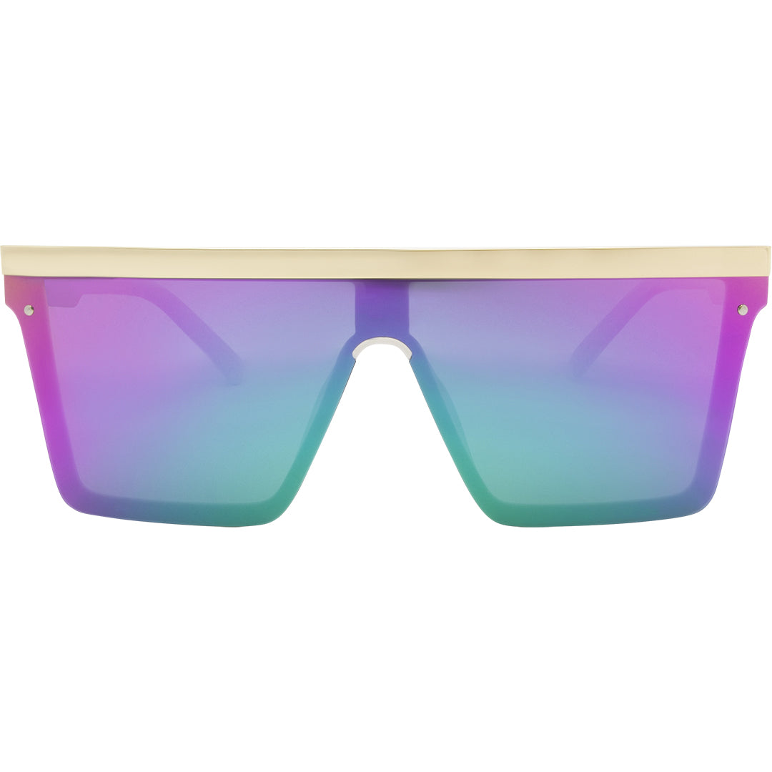 THE BAR Polarised White Shield Square Purple Sunglasses front view