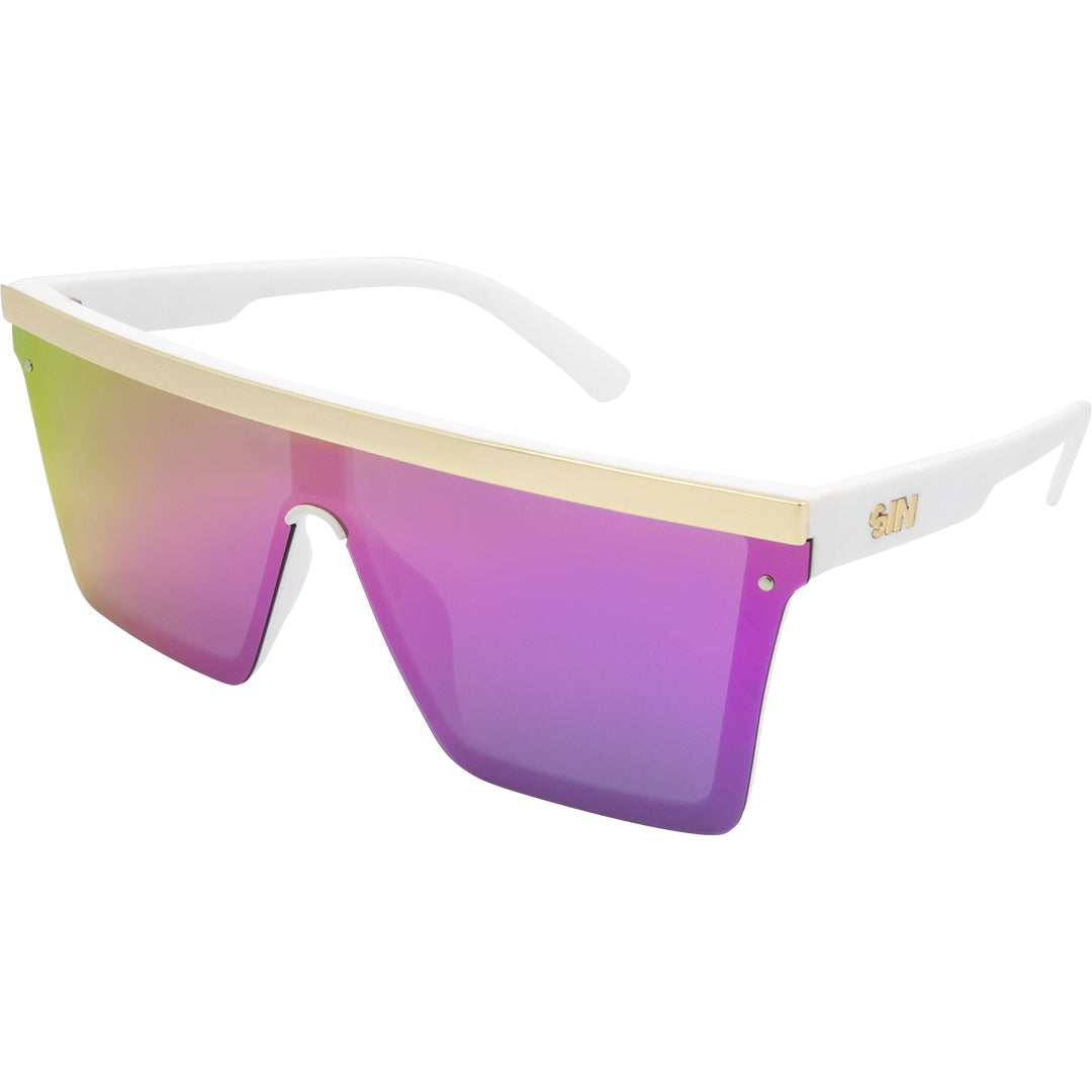 White sunglasses with purple lenses cheap