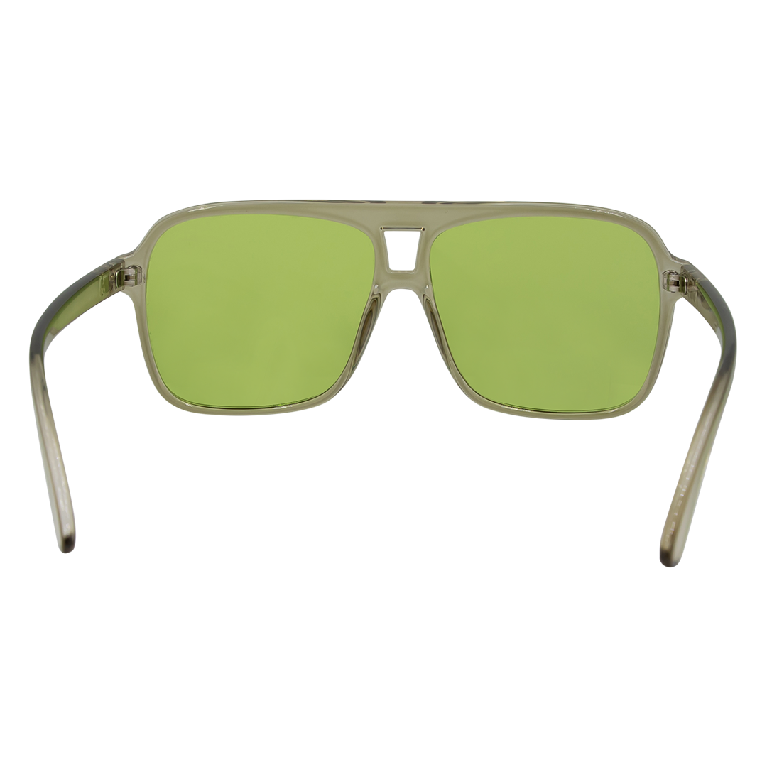 THE DUKE Aviator Sunglasses with Crystal Sage Frame and Green lens inside view