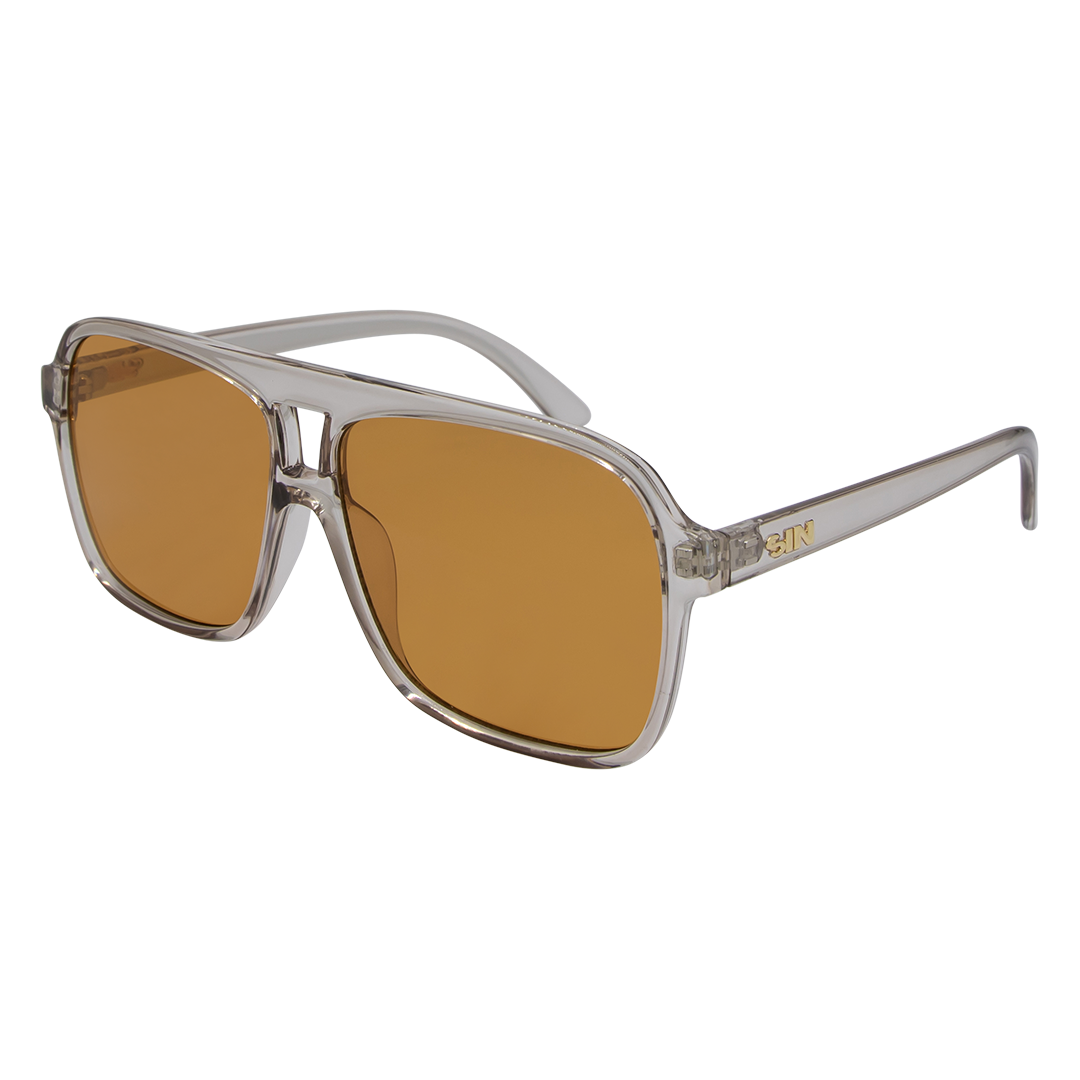 THE DUKE Crystal Brown Aviator Sunglasses made of recycled plastic