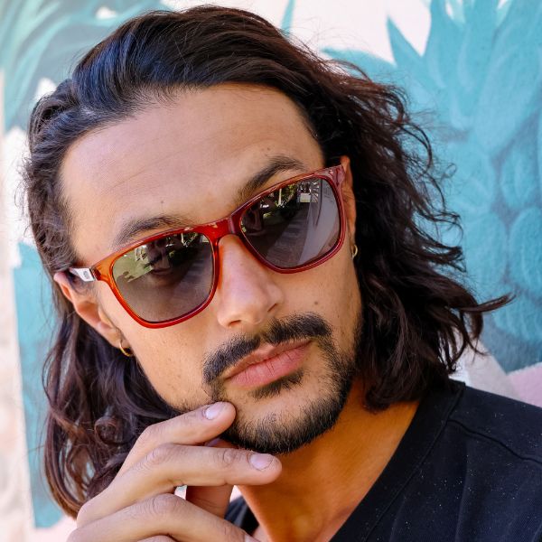 The Game Changer Polarised Brown Square Sunglasses on a male model