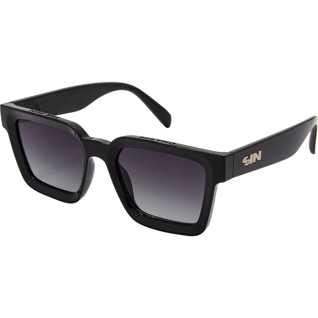 Topshelf Polarised Black Square Sunglasses made of recycled plastic