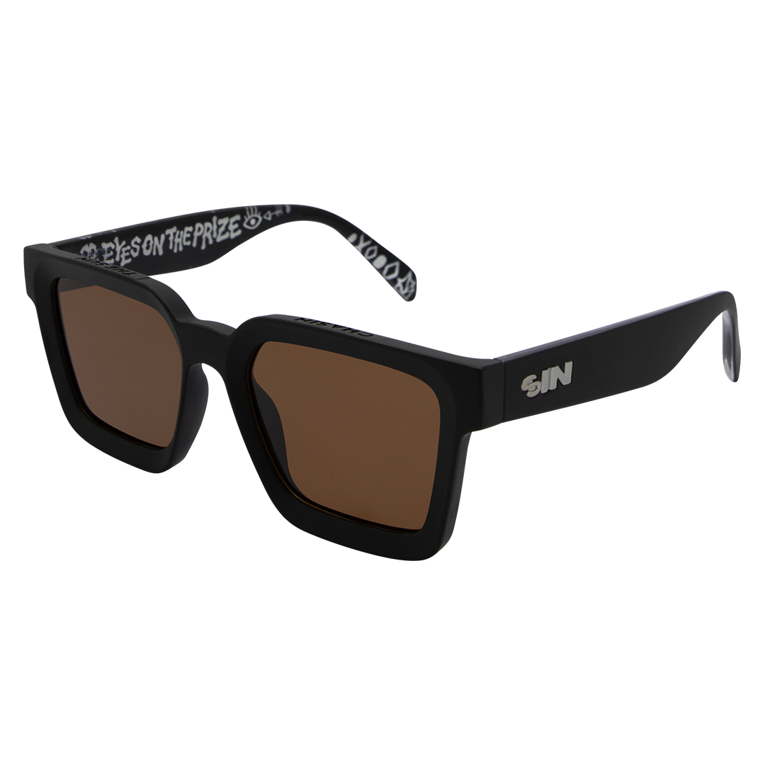 Topshelf Polarised Brown Square Sunglasses made of recycled plastic