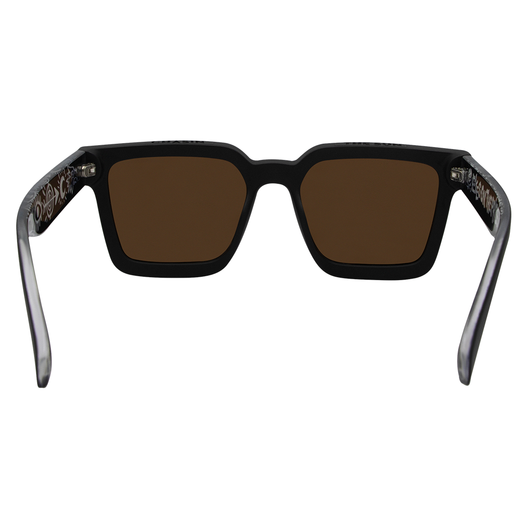 Topshelf Polarised Square Sunglasses with Black Frame & Brown Lens inside view