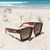 Topshelf Polarised Tortoise Shell Square Sunglasses on the beach