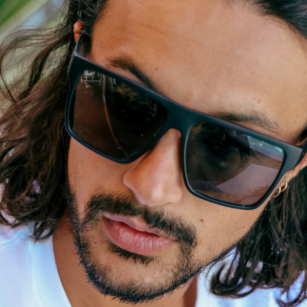 VESPA II XL Polarised Black Square Mens Sunglasses on a male model