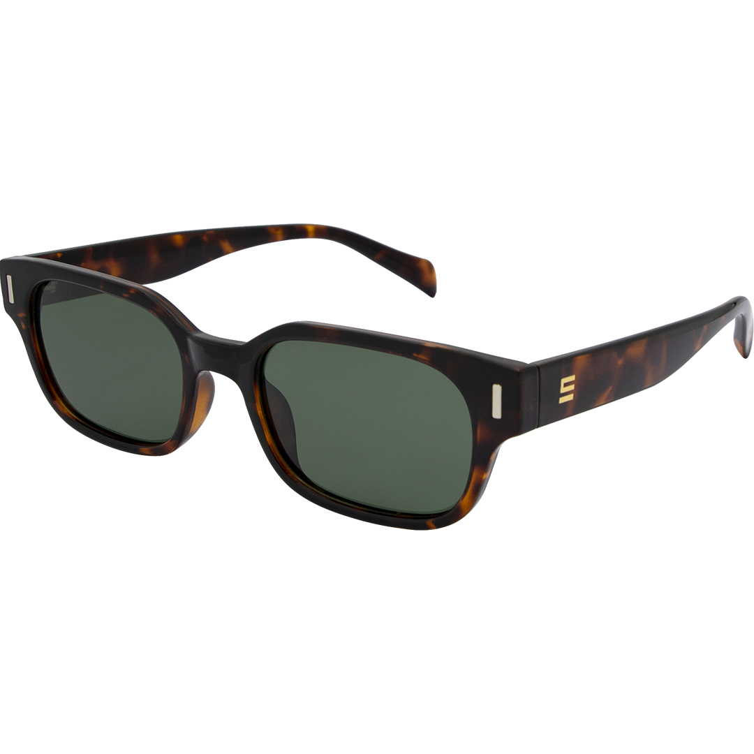 Valentine Polarised Tortoise Shell Rectangle Sunglasses made of recycled plastic