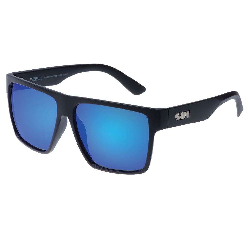 Vespa II Polarised Blue Square Mirrored Sunglasses