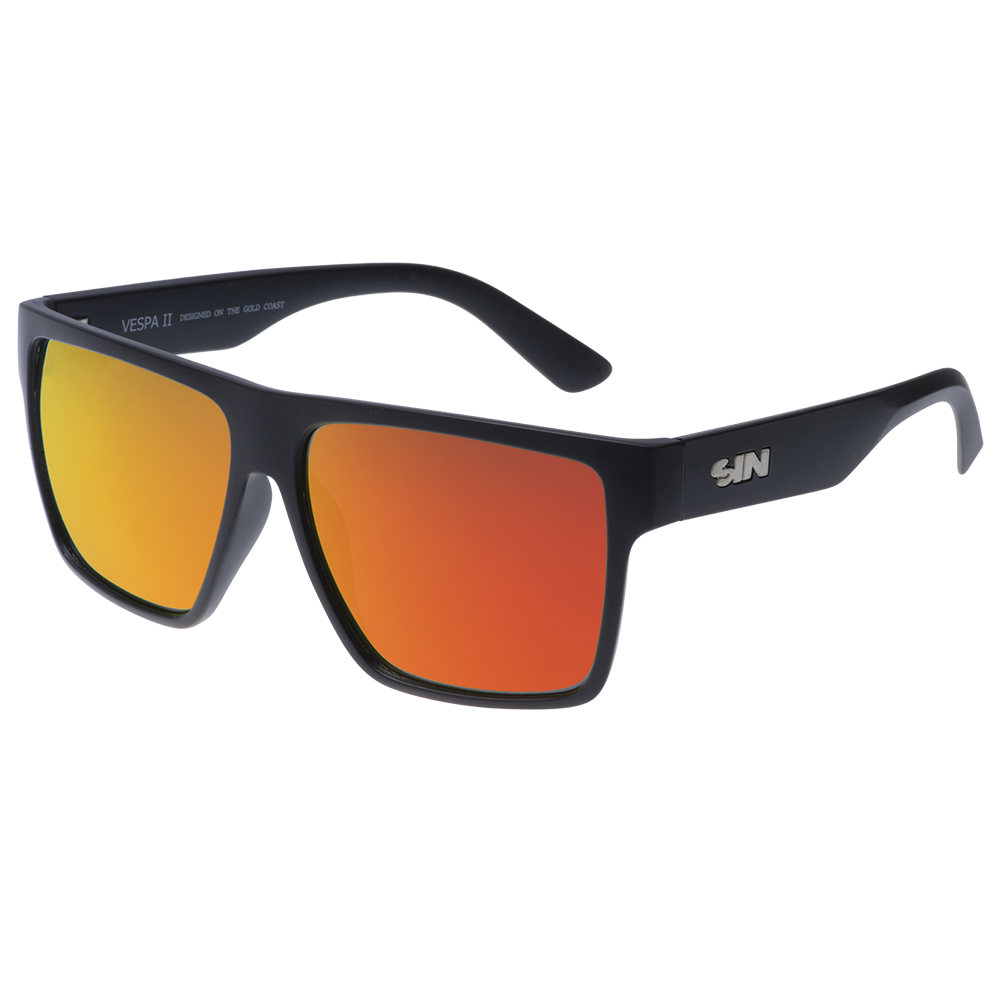 Vespa II Polarised Red Square Mirrored Sunglasses
