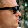 ZEPHYR II Polarised Black Brown Rectangle Sunglasses right side view on a male model