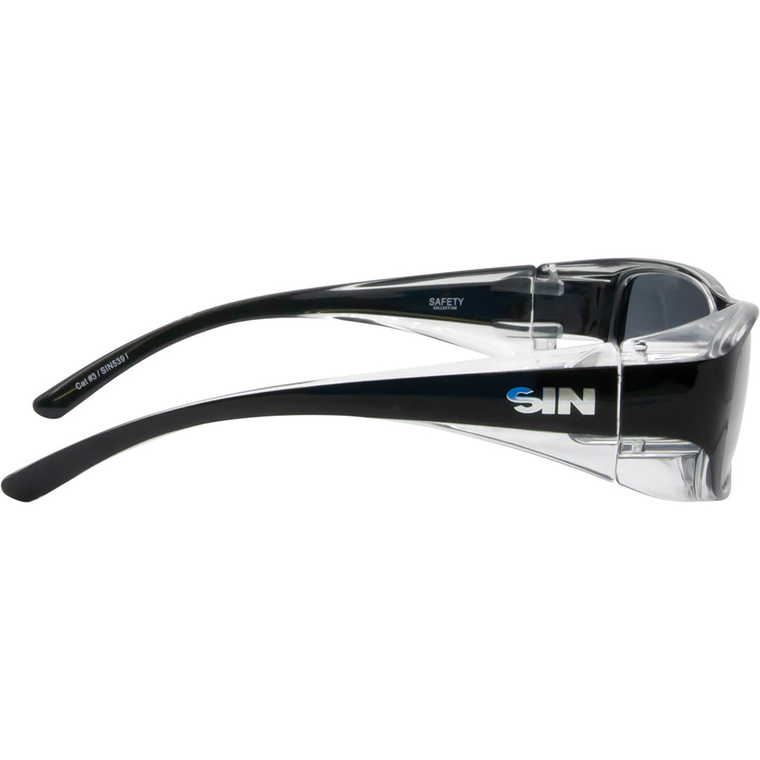 Captain Sensible Wrap Around Safety Sunglasses with Black Frame right view