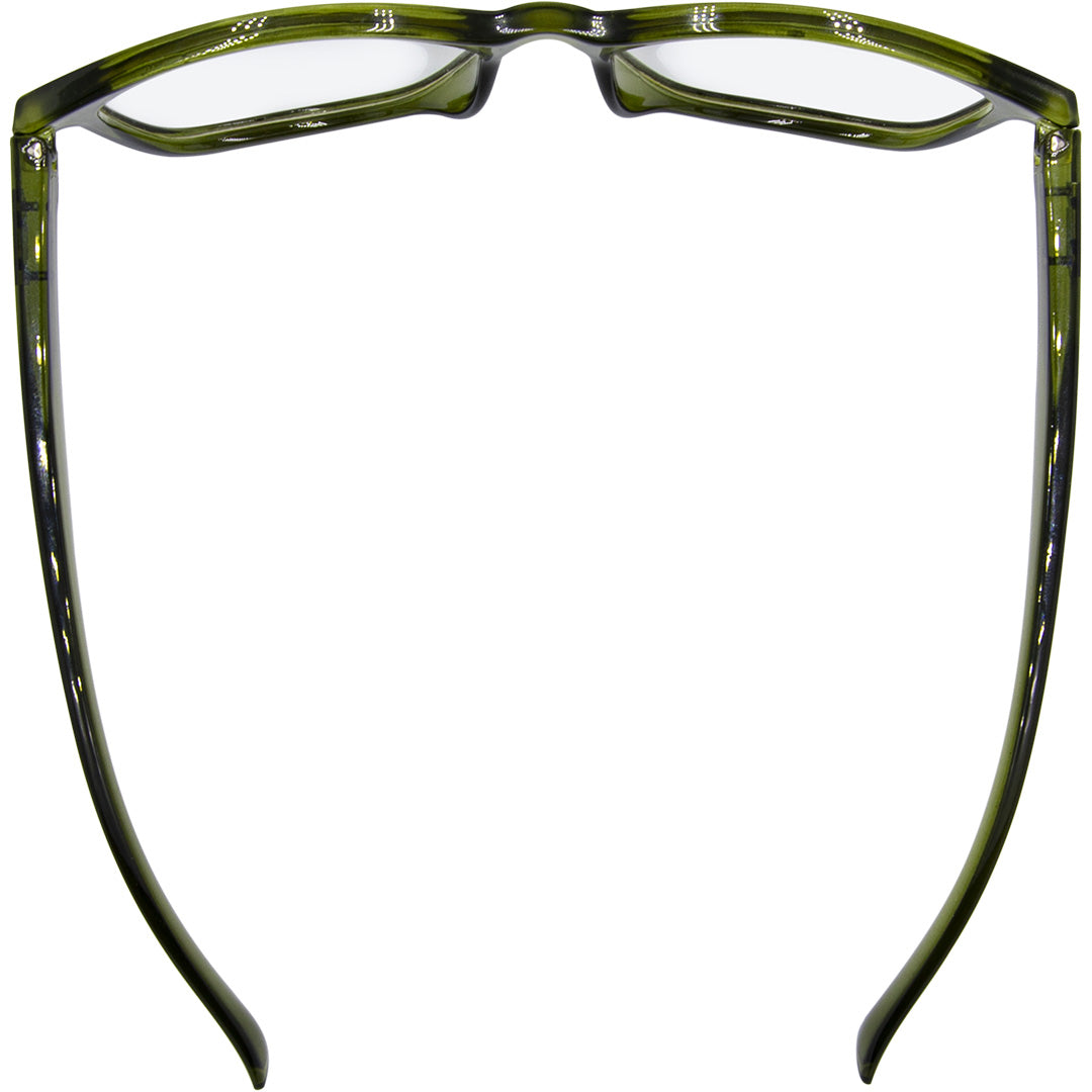 Game Changer Square Blue Light Glasses with Green Frame top view