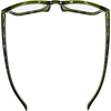 Game Changer Square Blue Light Glasses with Green Frame top view