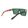 LOOSE CANNON Polarised Shield Square Sunglasses with Black Frame and Pink Mirrored Lens back right view