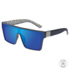 LOOSE CANNON Polarised Shield Square Sunglasses with Grey Frame and Blue Mirrored Lens front left side view