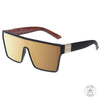 LOOSE CANNON Polarised Shield Square Sunglasses with Matt Black Frame and Gold Mirrored Lens front left view
