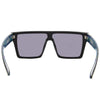 LOOSE CANNON Polarised Shield Square Sunglasses with Matt Black Frame and Green Mirrored Lens back view
